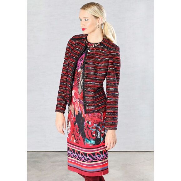 BASLER Womens Red Striped Blazer Jacket Size: 10